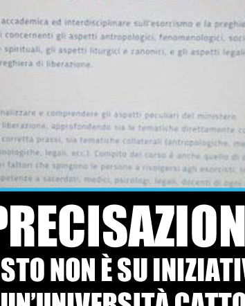 Corsi di esorcismo per docenti