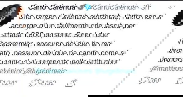 Calenda, Di Maio, Bechis e Mercatone Uno