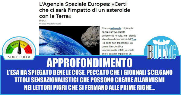 Asteroidi, giornalismo e allarmismo