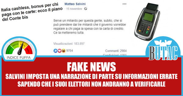 Italia Cashless, Salvini e i tre miliardi di euro