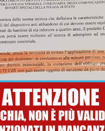 Seggiolini antiabbandono e sanzioni