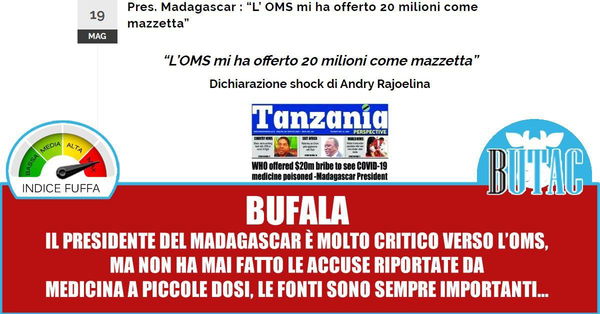 Il presidente del Madagascar e le mazzette dell’OMS