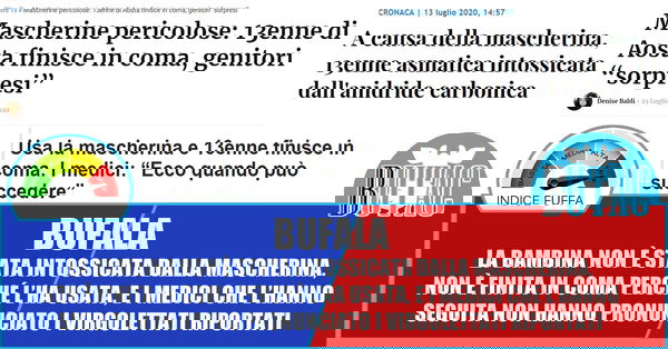 La bimba in coma per colpa della mascherina