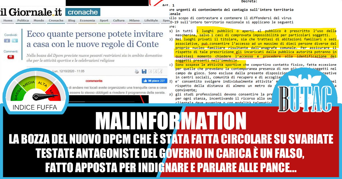 La bozza del nuovo DPCM e i bufalari article-post