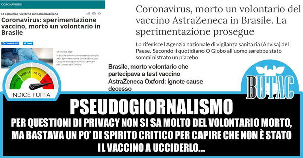 Il volontario per vaccino morto in Brasile