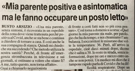 Parente asintomatica che occupa posto letto article-post