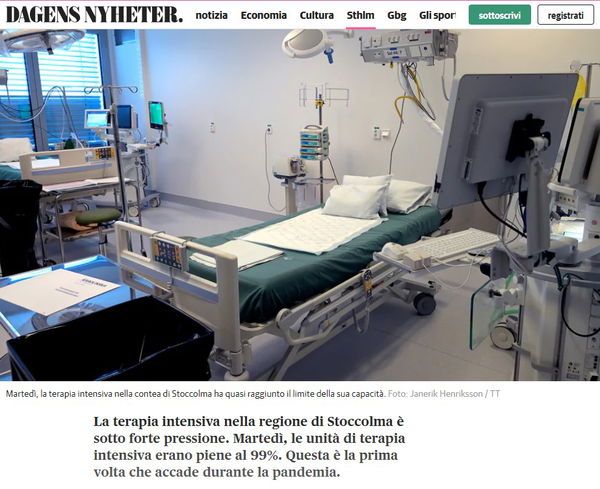 Svezia, terapie intensive vuote?