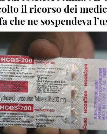 Il Consiglio di Stato e l’idrossiclorochina