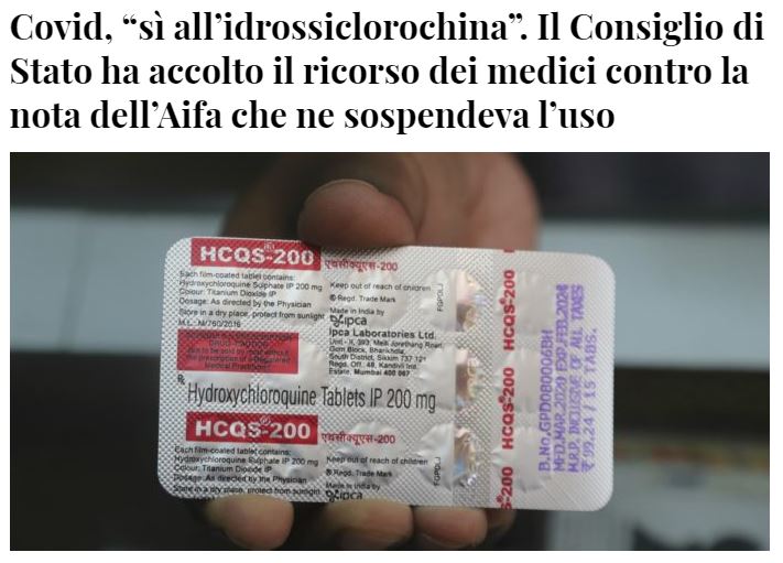 Il Consiglio di Stato e l’idrossiclorochina article-post