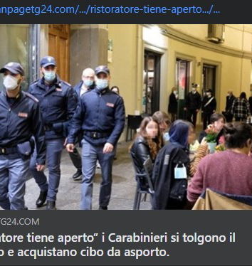 Fanpagetg24 e i carabinieri che si tolgono il cappello e ordinano da asporto