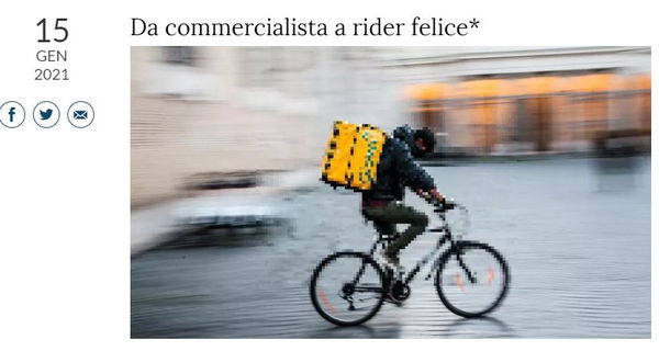 Il rider felice che guadagna fino a 4000 euro al mese