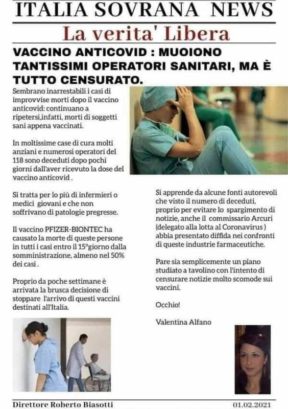 Vaccino: muoiono tantissimi operatori sanitari?