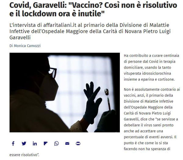 Vaccino non risolutivo e lockdown inutile?