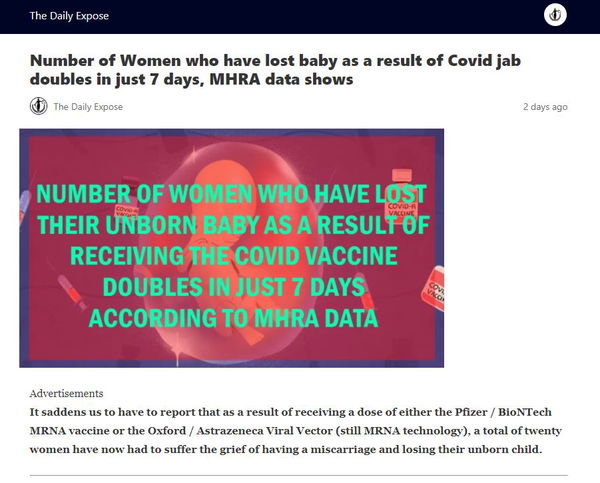 Interruzioni di gravidanza in seguito al vaccino in UK