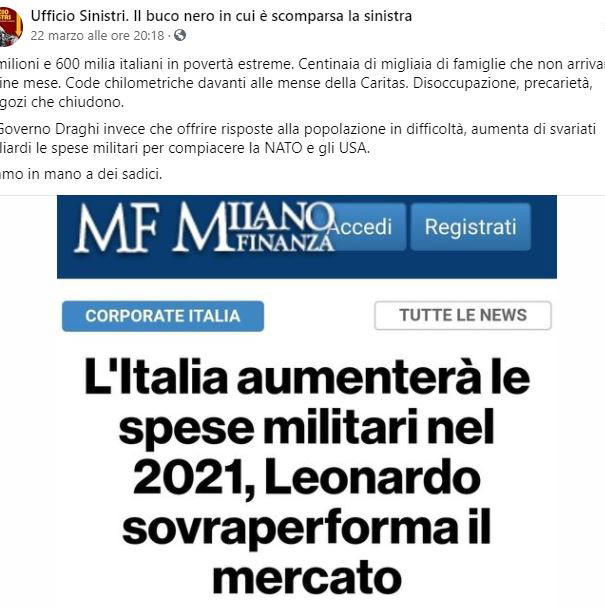 Le spese militari e il governo Draghi article-post