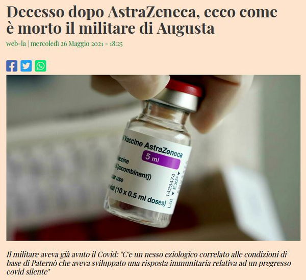 Il nesso tra il vaccino al militare e la sua morte…