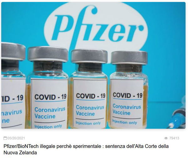 La Nuova Zelanda, il vaccino Pfizer e…