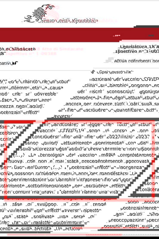 Il documento del Senato e gli studi di fase 3