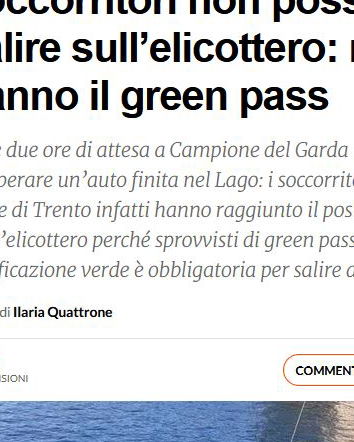 L’auto nel lago e i soccorritori senza green pass