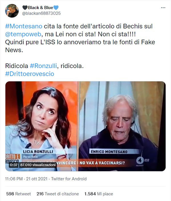 Enrico Montesano, le fonti e Il Tempo…