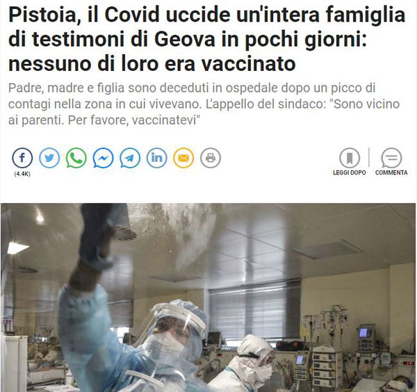 I Testimoni di Geova e i vaccini contro Covid