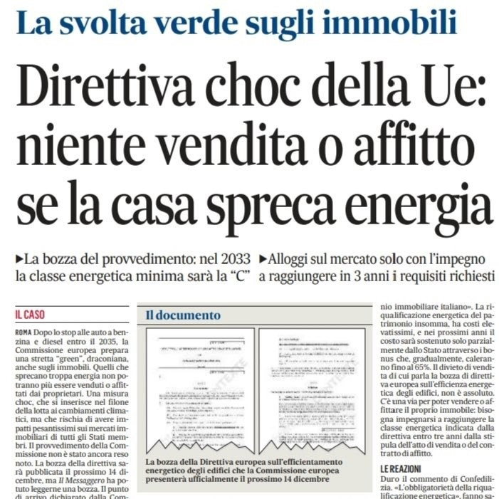 Niente vendita o affitto se la casa spreca energia… article-post