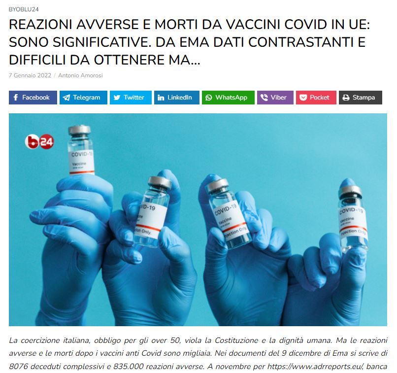 Reazioni avverse e morti da vaccini COVID in Europa article-post