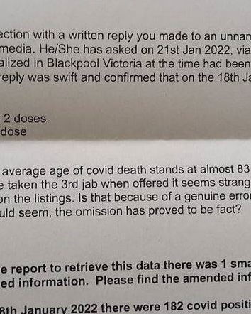 La lettera dei Blackpool Teaching Hospitals