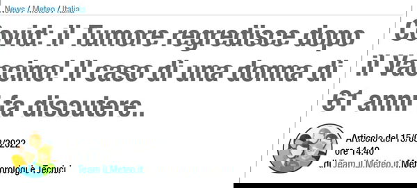 Covid: il Tumore regredisce dopo il Vaccino!