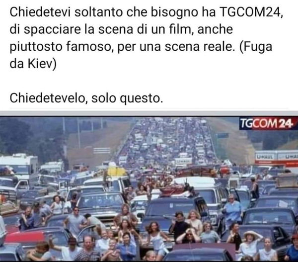 No, TGCOM24 non ha passato una scena di Deep Impact come fuga da Kyiv