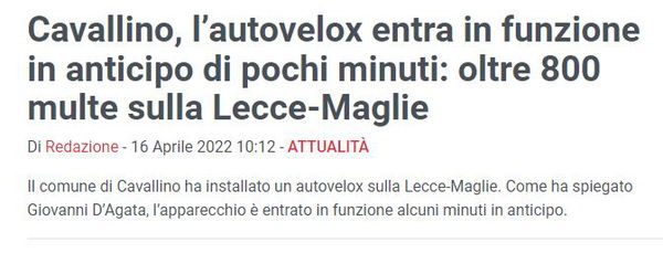 L’autovelox dei record in provincia di Lecce