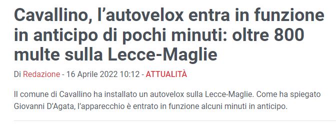L’autovelox dei record in provincia di Lecce article-post