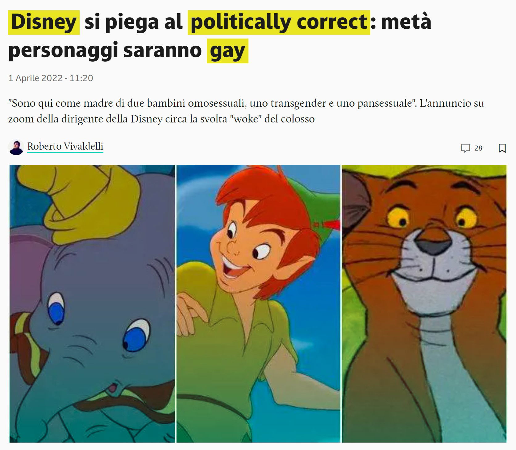 Disney, LGBTQI e giornalismo ignorante