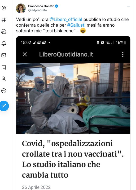 Ospedalizzazioni crollate tra non vaccinati?