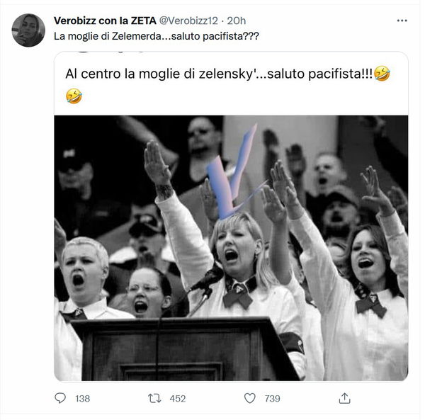 La moglie di Zelensky e il “saluto pacifista”