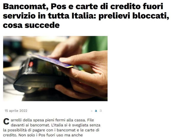 POS fuori servizio ed eliminazione dei contanti