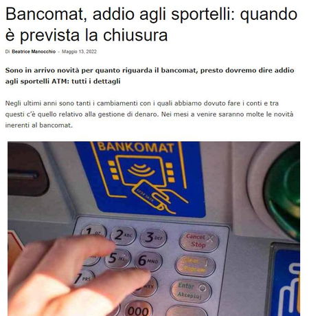 No, non è prevista la chiusura dei bancomat article-post