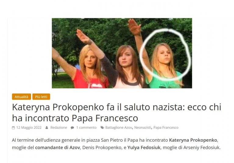Kateryna Prokopenko e il saluto nazista