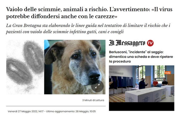 I cani e il vaiolo delle scimmie…