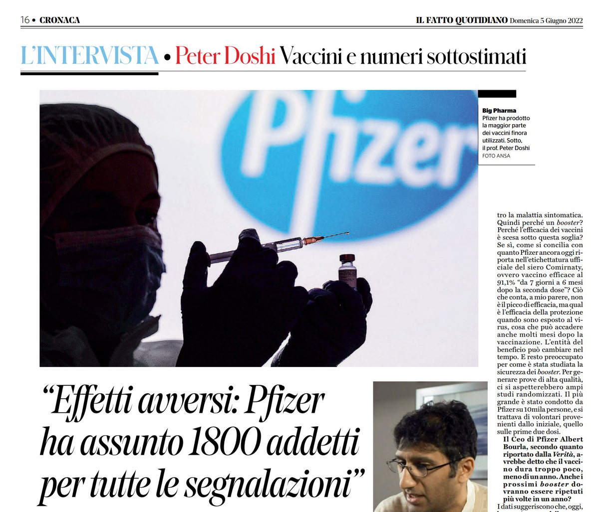 Il Fatto Quotidiano, Peter Doshi e i bias article-post