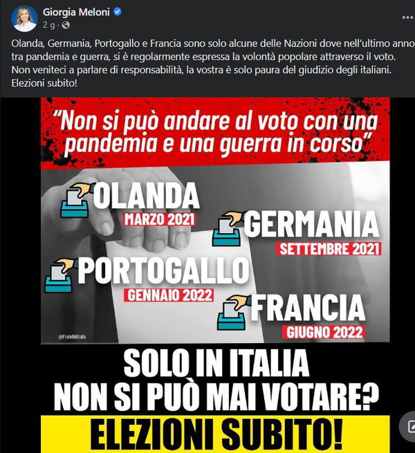 Elezioni, pandemia, guerra e crisi di governo…