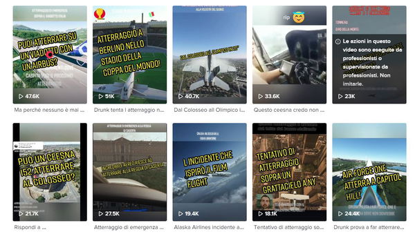 I video di disastri aerei su TikTok