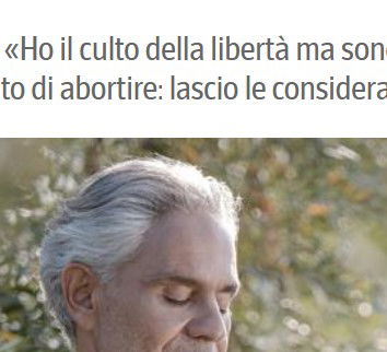 L’aborto consigliato alla mamma di Bocelli
