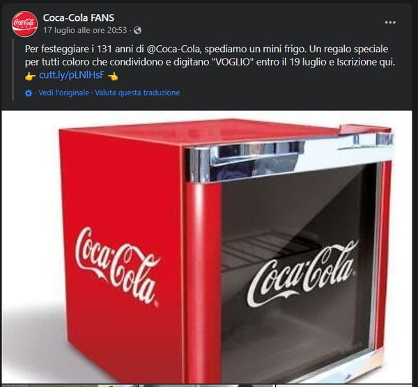 Coca-Cola Fans, ennesima pagina fuffa