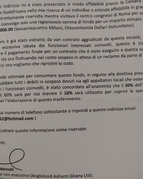 La truffa alla nigeriana, ma via posta! article-post
