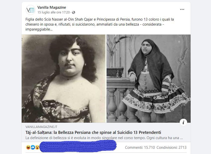 La bufala sulla principessa persiana Tāj-al-Salṭana article-post