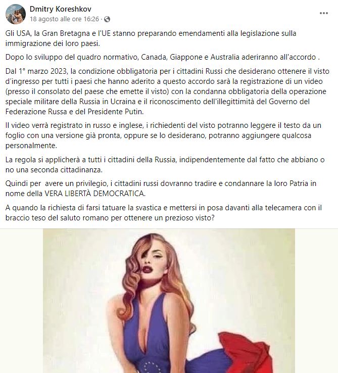 Visti d’ingresso per i russi e dezinformatsiya article-post