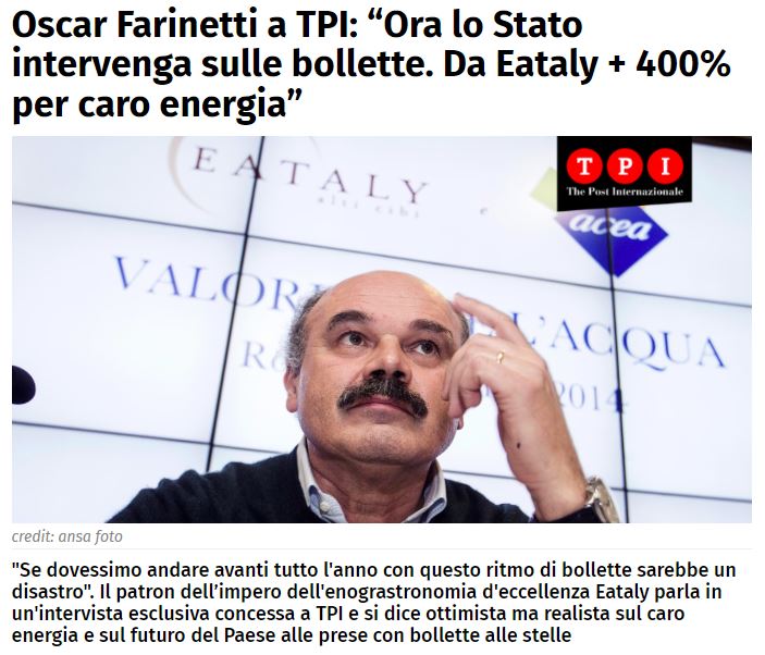 Farinetti, lo Stato e gli interventi sulle bollette article-post