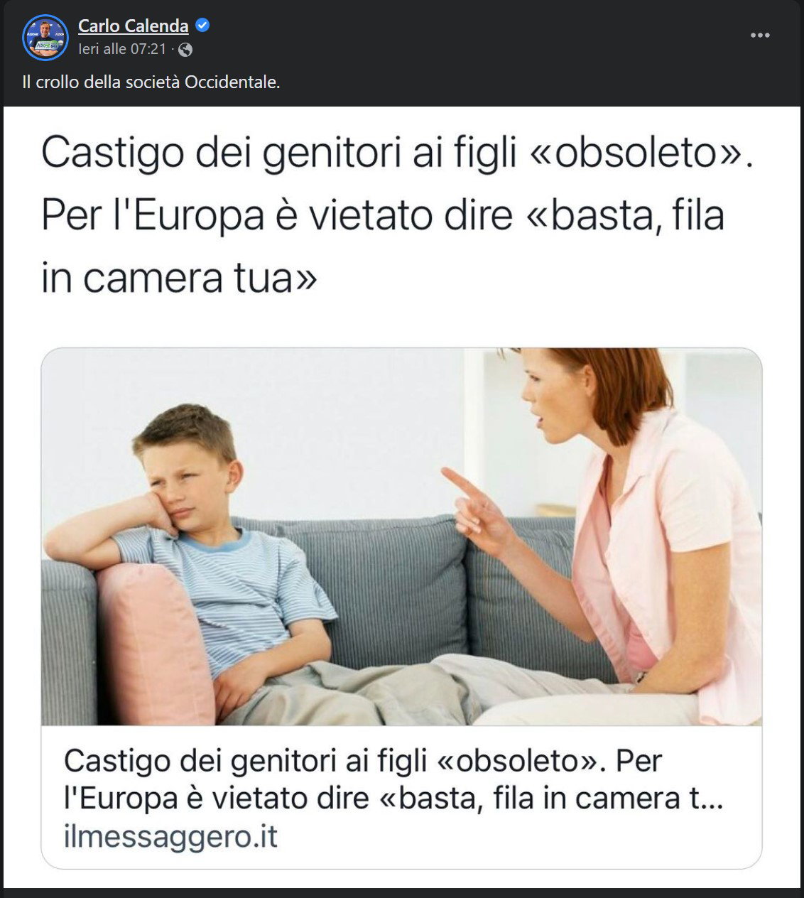 Calenda e l’Europa che vieta di mandare in castigo i figli article-post