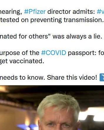 Rob Roos, Janine Small e le ammissioni di Pfizer